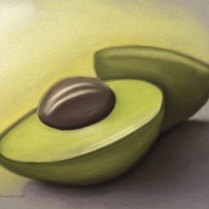 Avocado on Gray - Pastel Drawing - Image 2