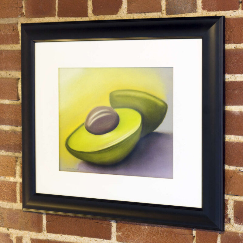 Avocado on Gray - Pastel Drawing