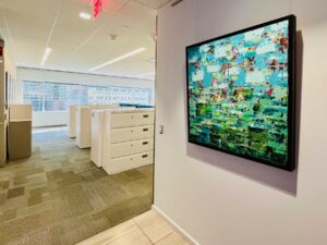 36x36 inch abstract painting installation