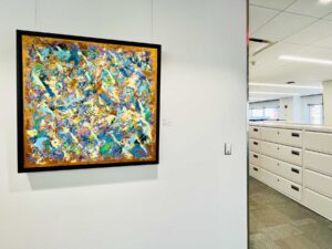 36x36 inch abstract painting installation