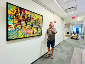 48x36 inch abstract paintings installation