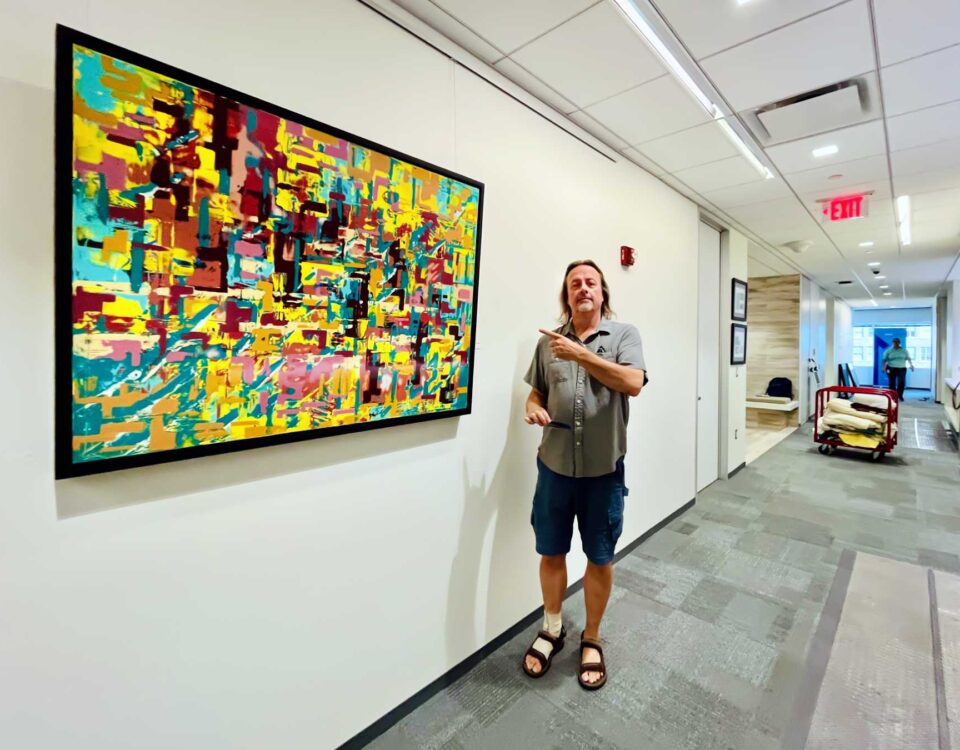 48x36 inch abstract paintings installation