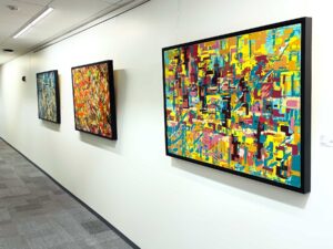 48x36 inch abstract paintings installation
