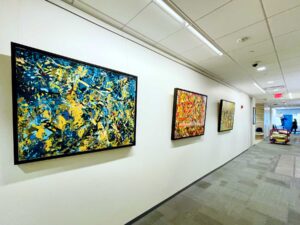 48x36 inch abstract paintings installation