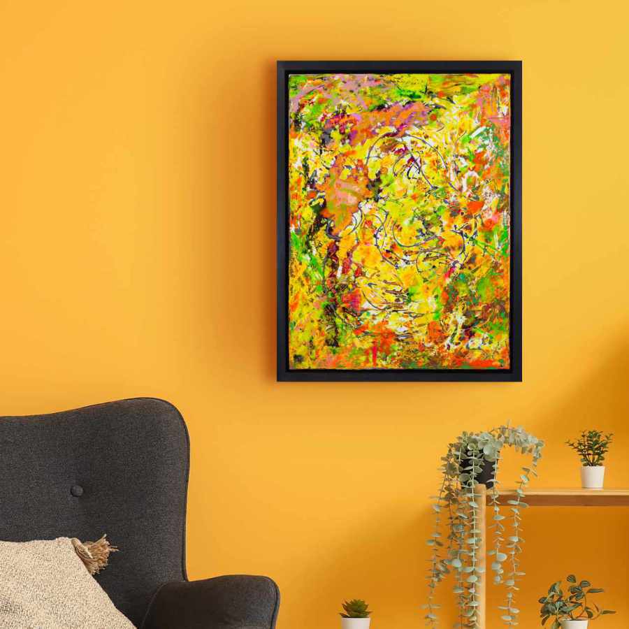 Baddha Padmasana Painting on Yellow Walll
